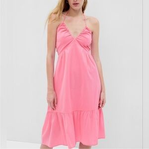 GAP Pink Midi Gauze Halter Dress | M